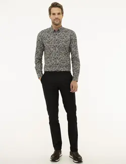 شلوار کتان جذب مردانه سیاه پیرکاردین