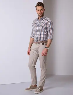 شلوار کتان جذب مردانه بژ پیرکاردین