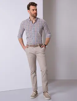 شلوار کتان جذب مردانه بژ پیرکاردین