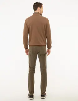 شلوار کتان جذب مردانه قهوه ای روشن پیرکاردین