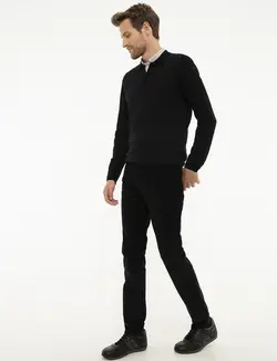 شلوار کتان جذب مردانه سیاه پیرکاردین