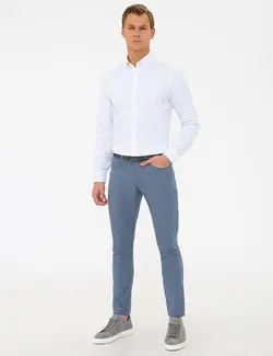 شلوار کتان جذب مردانه آبی تیره پیرکاردین