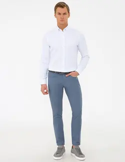 شلوار کتان جذب مردانه آبی تیره پیرکاردین