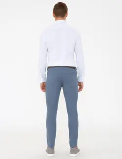 شلوار کتان جذب مردانه آبی تیره پیرکاردین