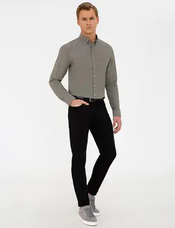 شلوار کتان جذب مردانه سیاه پیرکاردین