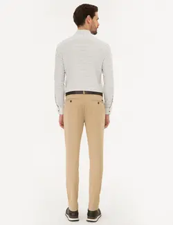 شلوار کتان جذب مردانه شتری پیرکاردین