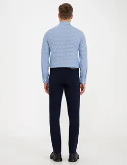 شلوار کتان جذب مردانه سرمه ای پیرکاردین