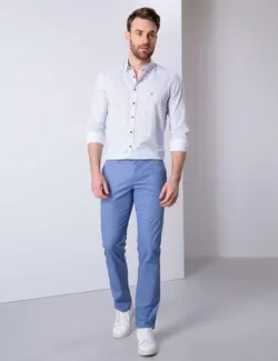 شلوار کتان جذب مردانه آبی پیرکاردین