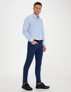 شلوار کتان جذب مردانه نیلی پیرکاردین