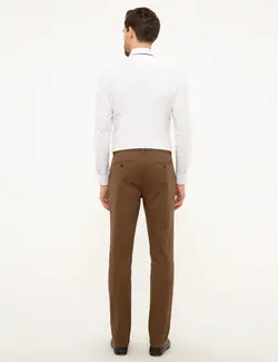 شلوار کتان جذب مردانه شتری پیرکاردین