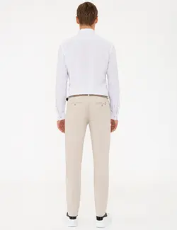 شلوار کتان جذب مردانه بژ پیرکاردین