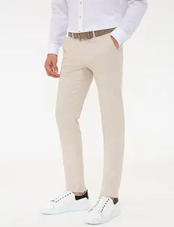 شلوار کتان جذب مردانه بژ پیرکاردین