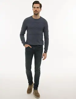 شلوار جین جذب مردانه سرمه ای تیره پیرکاردین