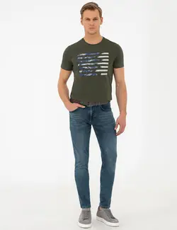 شلوار جین جذب مردانه آبی تیره پیرکاردین