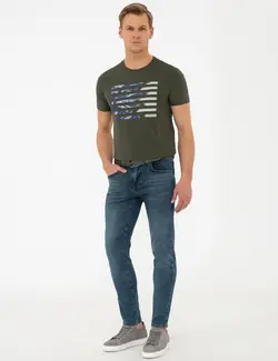 شلوار جین جذب مردانه آبی تیره پیرکاردین