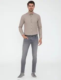 شلوار جین جذب مردانه خاکستری تیره پیرکاردین