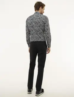 شلوار کتان جذب مردانه سرمه ای روشن پیرکاردین