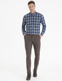 شلوار کتان جذب مردانه خاکی پیرکاردین