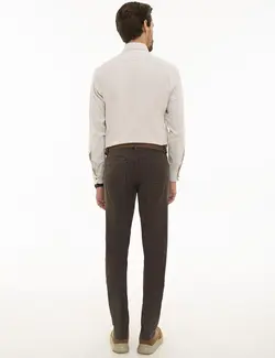 شلوار کتان جذب مردانه قهوه ای روشن پیرکاردین