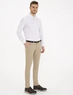 شلوار کتان جذب مردانه بژ پیرکاردین