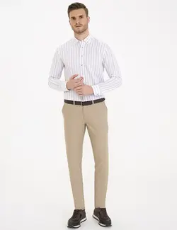 شلوار کتان جذب مردانه بژ پیرکاردین