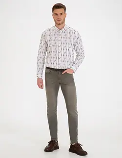 شلوار جین جذب مردانه خاکی پیرکاردین