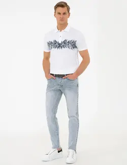 شلوار جین جذب مردانه آبی روشن پیرکاردین