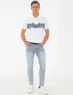 شلوار جین جذب مردانه آبی روشن پیرکاردین