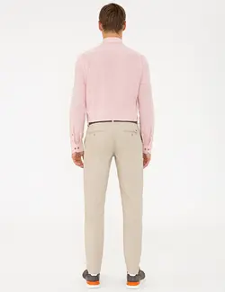 شلوار کتان جذب مردانه بژ پیرکاردین