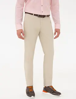 شلوار کتان جذب مردانه بژ پیرکاردین