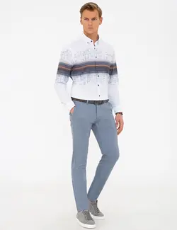 شلوار کتان جذب مردانه آبی تیره پیرکاردین