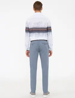 شلوار کتان جذب مردانه آبی تیره پیرکاردین