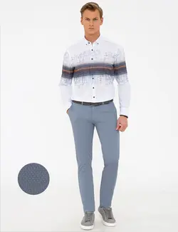 شلوار کتان جذب مردانه آبی تیره پیرکاردین