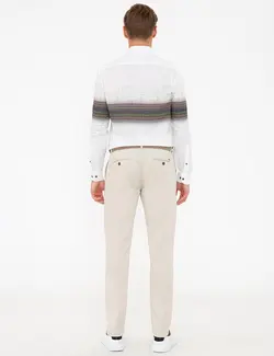 شلوار کتان جذب مردانه بژ پیرکاردین