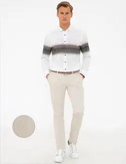 شلوار کتان جذب مردانه بژ پیرکاردین