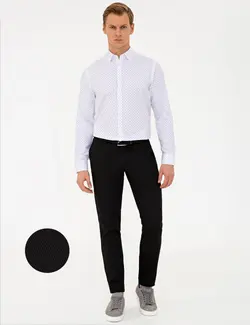 شلوار کتان جذب مردانه سیاه پیرکاردین