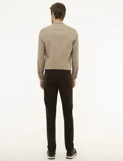 شلوار کتان جذب مردانه قهوه ای پیرکاردین