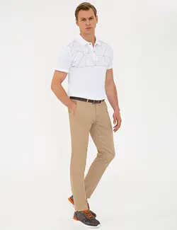 شلوار کتان جذب مردانه شتری پیرکاردین