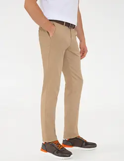 شلوار کتان جذب مردانه شتری پیرکاردین