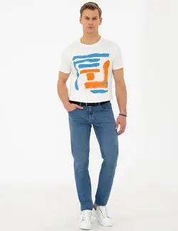 شلوار جین Straight Fit مردانه آبی پیرکاردین