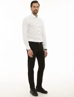 شلوار کتان جذب مردانه قهوه ای تیره پیرکاردین