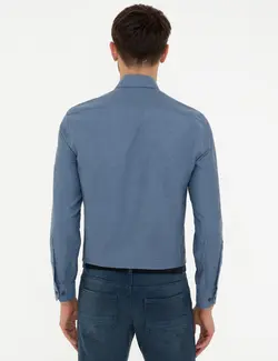 پیراهن آستین بلند مردانه سرمه ای پیرکاردین