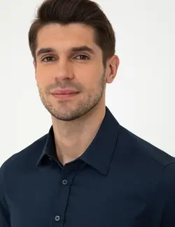 پیراهن آستین بلند مردانه سرمه ای پیرکاردین