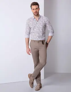 پیراهن آستین بلند مردانه قهوه ای پیرکاردین