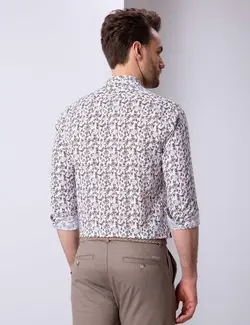 پیراهن آستین بلند مردانه قهوه ای پیرکاردین