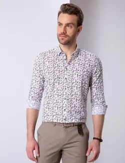 پیراهن آستین بلند مردانه قهوه ای پیرکاردین