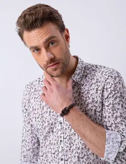 پیراهن آستین بلند مردانه قهوه ای پیرکاردین