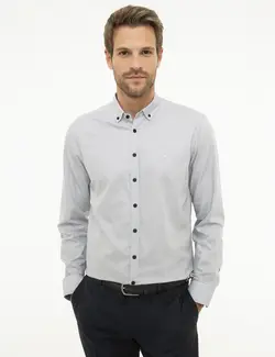 پیراهن آستین بلند مردانه خاکستری پیرکاردین