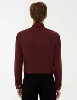 پیراهن آستین بلند مردانه زرشکی پیرکاردین