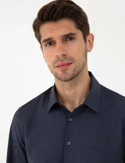 پیراهن آستین بلند مردانه سرمه ای پیرکاردین